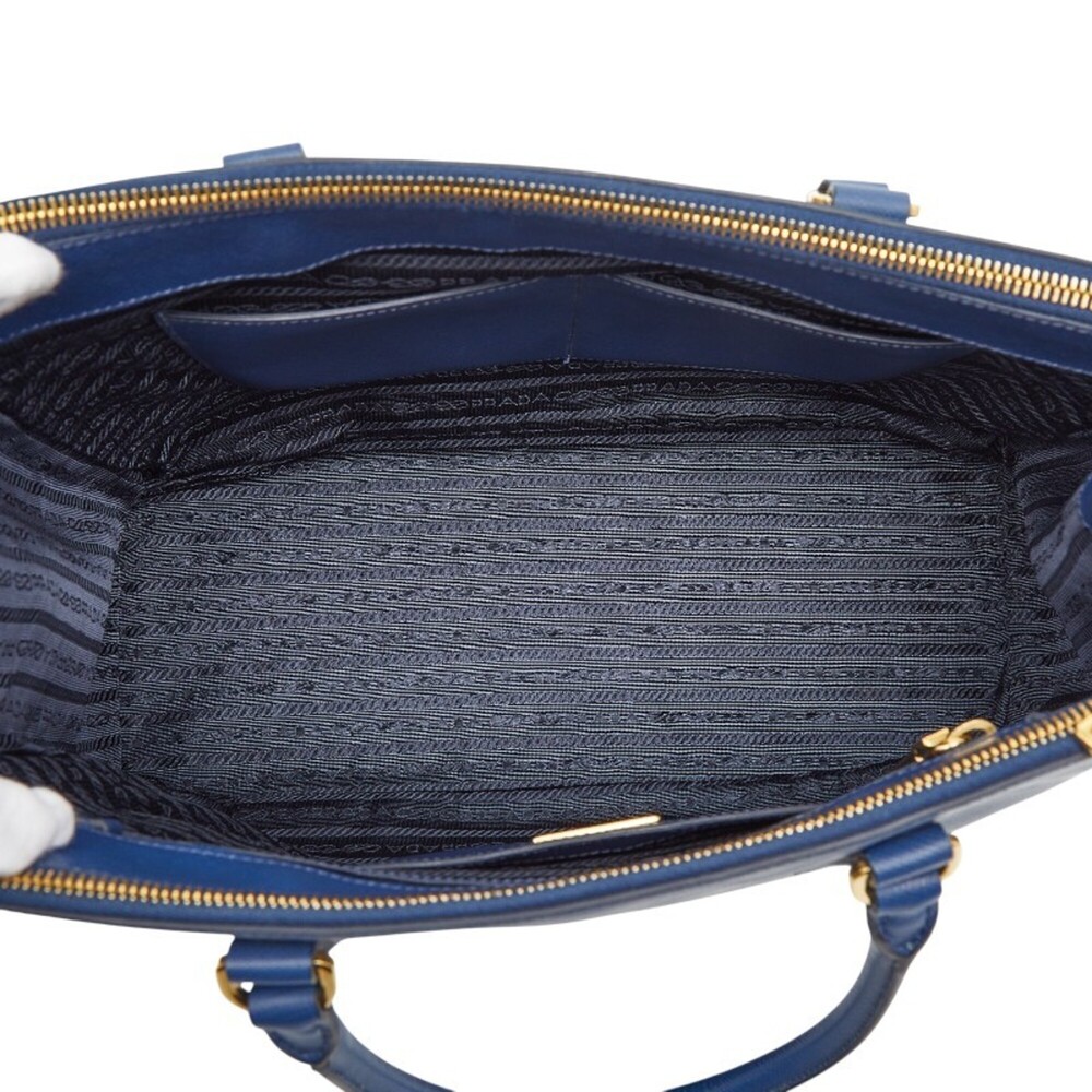 PRADA Blue Leather Saffiano Shoulder Bag - Picture 10 of 13